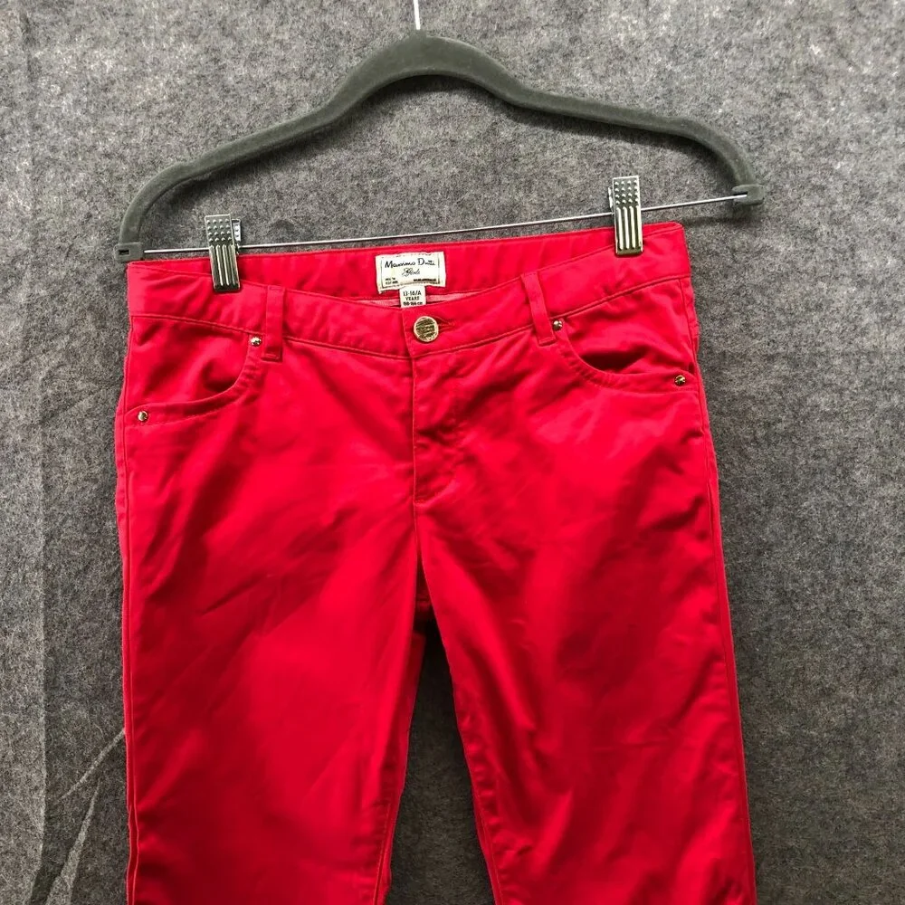 Massimo Dutti Girls 13/14 Skinny Jeans Red‎ Adjustable Waist Chino Pant Youth